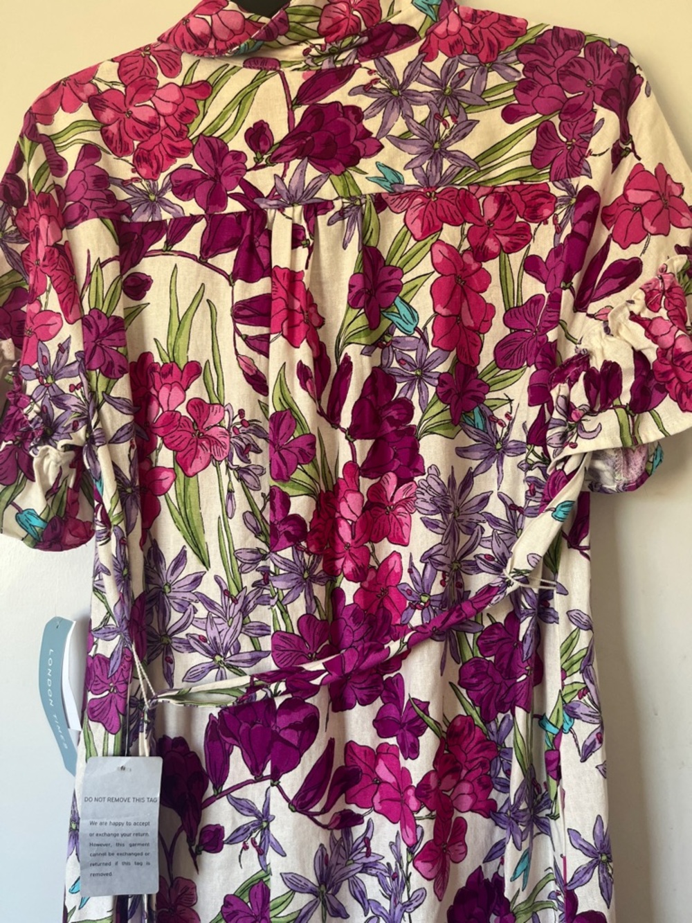 London Times Fuchsia and Cream Floral Dress or tunic - Picture 6 of 11